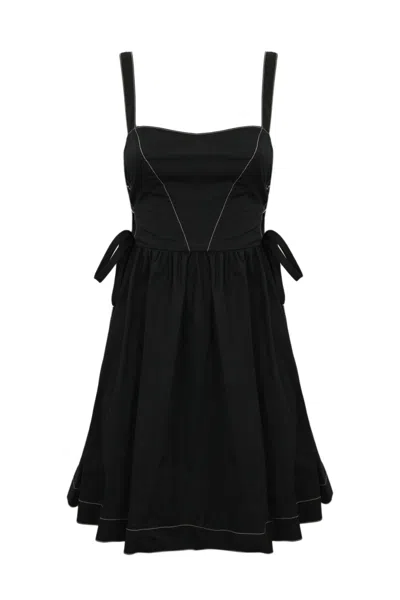 Shop Pinko Short Poplin Dress In Nero Limousine