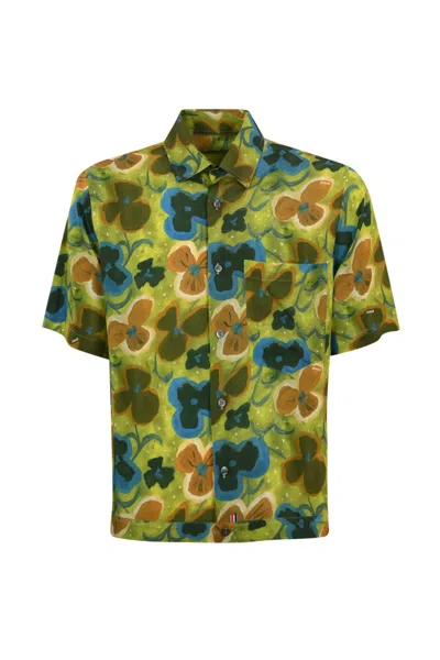 Shop Daniele Alessandrini Floral Patterned Shirt In Verde