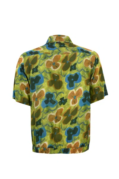 Shop Daniele Alessandrini Floral Patterned Shirt In Verde
