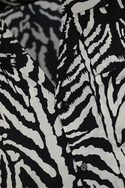 Shop Amaranto Zebra-print Viscose Shirt In Nero