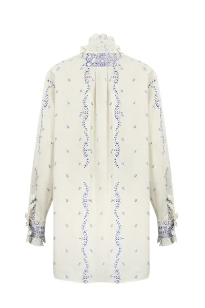 Shop Philosophy Di Lorenzo Serafini Poplin Mini Shirt Dress In Bianco/azzurro