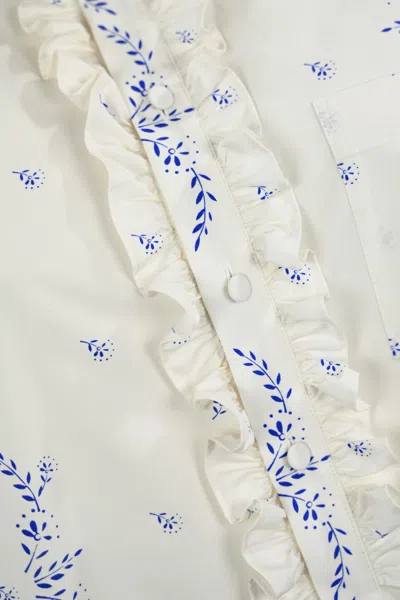 Shop Philosophy Di Lorenzo Serafini Poplin Mini Shirt Dress In Bianco/azzurro