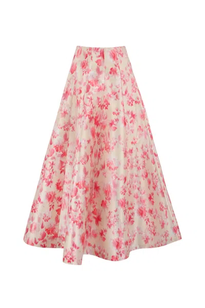 Shop Philosophy Di Lorenzo Serafini Radzmir Skirt With Floral Print In Bianco/rosso
