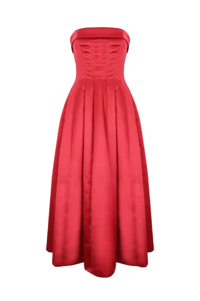Shop Philosophy Di Lorenzo Serafini Duchess Bustier Dress In Rosso