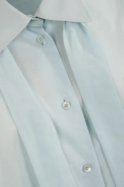 Shop Philosophy Di Lorenzo Serafini Cropped Cotton Shirt In Azzurro