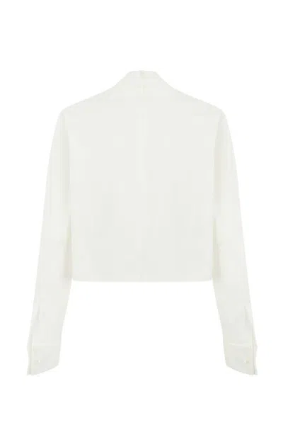 Shop Philosophy Di Lorenzo Serafini Poplin Crop Shirt In Bianco