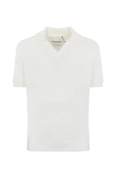 Shop Amaranto Polo Style Shirt In Bianco