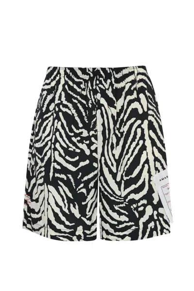 Shop Amaranto Patterned Cotton Bermuda Shorts In Nero