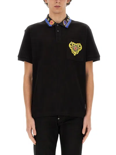 Shop Versace Jeans Couture Polo Heart In Nero