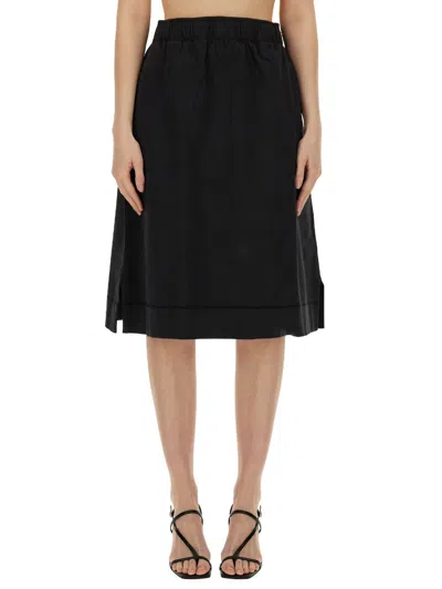 Shop Margaret Howell Cotton Skirt In Nero
