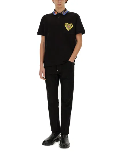Shop Versace Jeans Couture Polo Heart In Nero