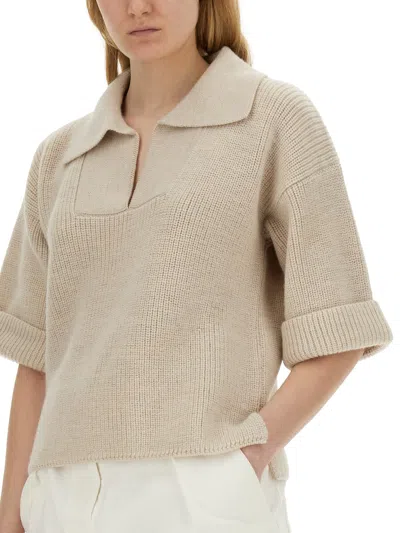 Shop Margaret Howell Knitted T-shirt In Beige
