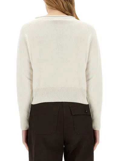Shop Margaret Howell Cashmere Blend Sweater In Bianco