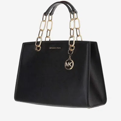 Shop Michael Kors Cynthia Leather Bag In Black