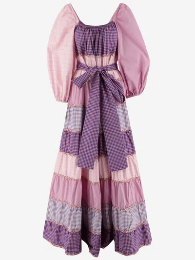 Shop Flora Sardalos Patchwork Cotton Maxi Dress In Purple