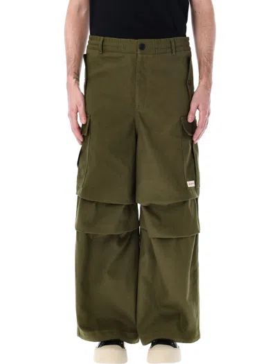 Shop Marni Gabardine Cargo Pants In Army Green