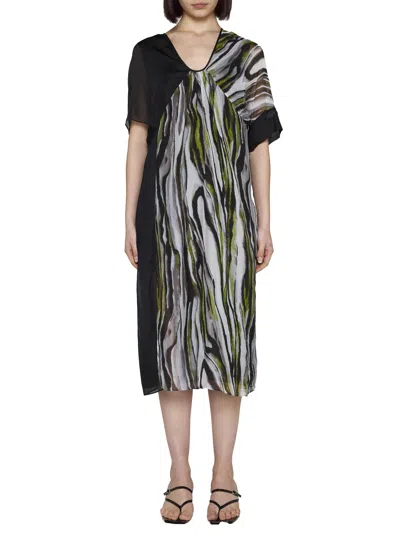 Shop Diane Von Furstenberg Dress In Zebra Mist/black