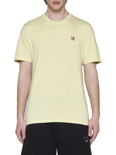 Shop Maison Kitsuné T-shirt In Chalk Yellow