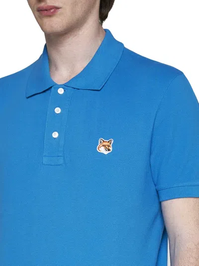 Shop Maison Kitsuné Polo Shirt In Enamel Blue