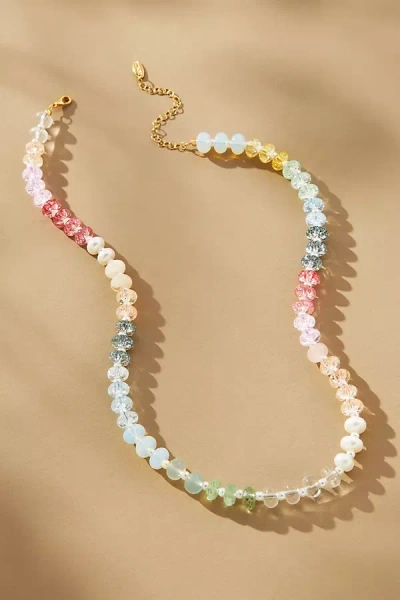 Shop Anthropologie Rainbow Stone Necklace In Pink
