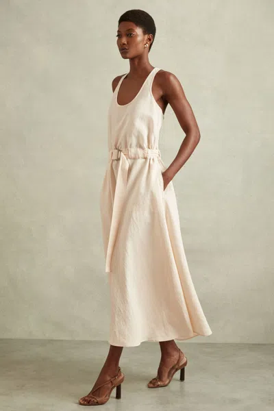 Reiss Cream Modal Blend Parachute Midi Dress In Cream