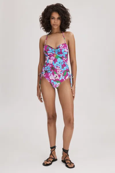 Shop Florere Printed Ruched Swimsuit In Multi