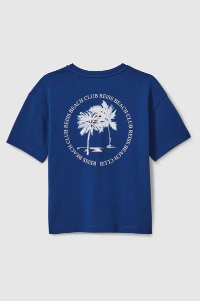 Shop Reiss Palm - Lapis Blue Cotton Crew Neck Motif T-shirt, Age 4-5 Years
