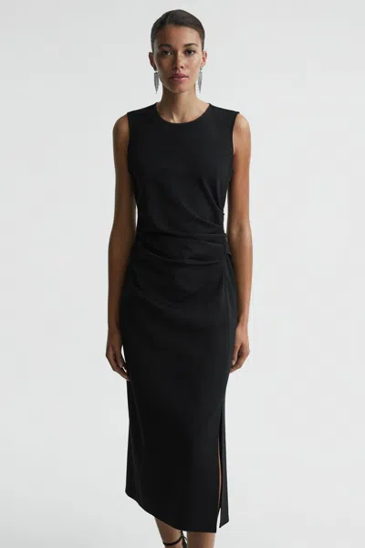 Shop Reiss Skye - Black Ruched Bodycon Midi Dress, Us 0
