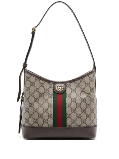 Shop Gucci Brown Ophidia Gg Small Shoulder Bag