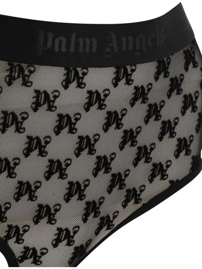 Shop Palm Angels "monogram Lace" Brazilian Slip In Black