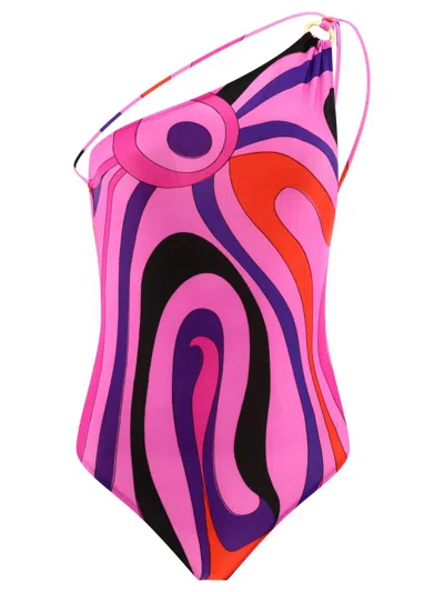 Shop Pucci Marmo-print Swimsuit In Fuchsia