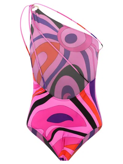 Shop Pucci Marmo-print Swimsuit In Fuchsia