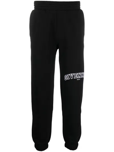 Shop Givenchy Black Logo-embroidered Cotton Track Pants