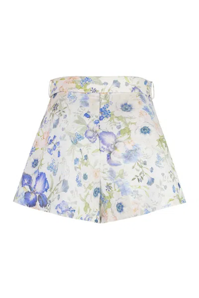 Shop Zimmermann Natura Printed Linen Shorts In Multicolor