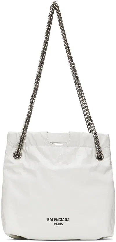 Shop Balenciaga White Crush Xs Tote Bag In 9001 Optic White
