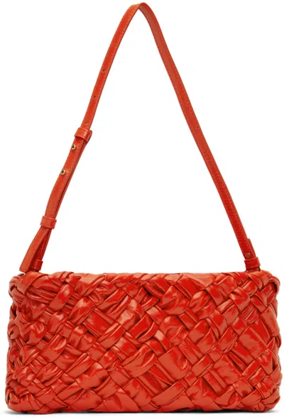 Shop Bottega Veneta Red Kalimero Cha-cha Bag In 6494 Tulip-m Brass