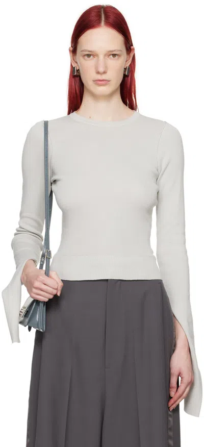 Shop Mm6 Maison Margiela Gray Inverted Seam Sweater In 800 Light Grey