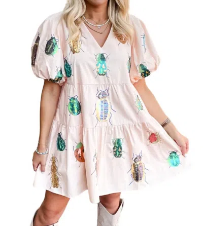 Shop Queen Of Sparkles Beetles Dress In Pale Pink In White