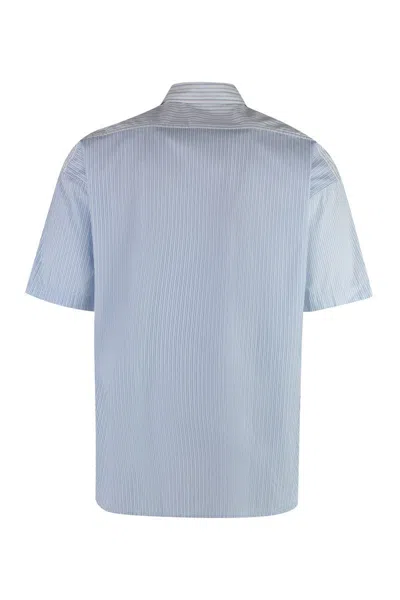 Shop Hugo Boss Boss Striped Cotton Shirt In Blue
