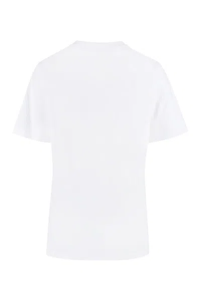 Shop Burberry Cotton Crew-neck T-shirt In White