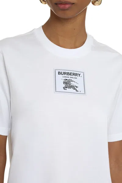 Shop Burberry Cotton Crew-neck T-shirt In White
