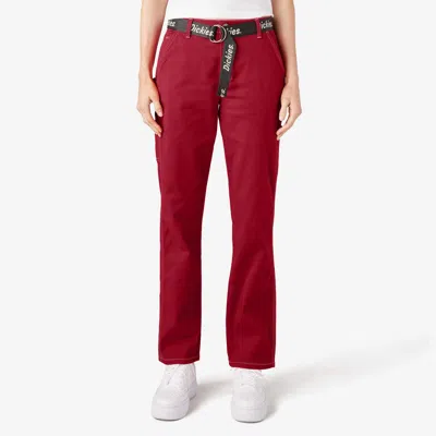 Shop Dickies Women's High Waisted Carpenter Pants In Red