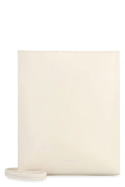 Shop Calvin Klein Leather Crossbody Bag In White