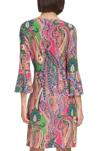 Shop Tommy Hilfiger Jaipur Paisley Bell Sleeve Dress In Taffy Pink Multi