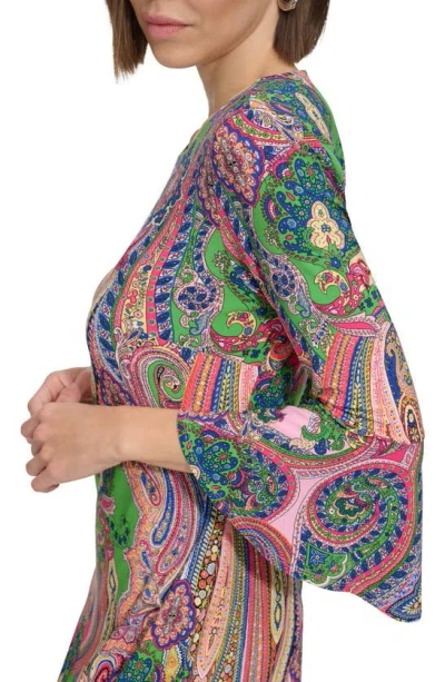 Shop Tommy Hilfiger Jaipur Paisley Bell Sleeve Dress In Taffy Pink Multi