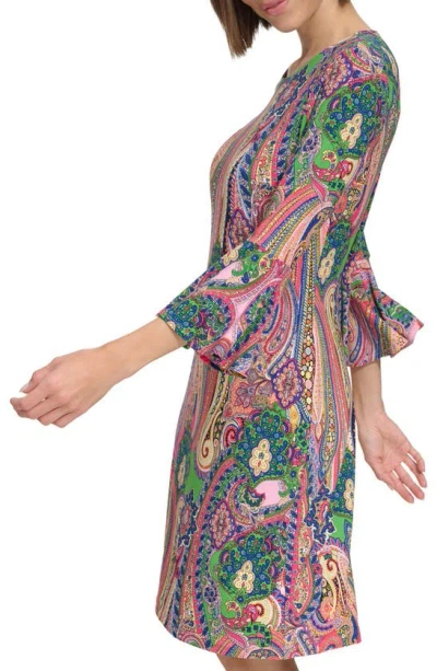 Shop Tommy Hilfiger Jaipur Paisley Bell Sleeve Dress In Taffy Pink Multi