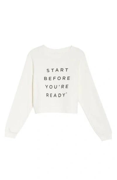 Shop Fourlaps Start Before You're Ready Crop Sweatshirt In White
