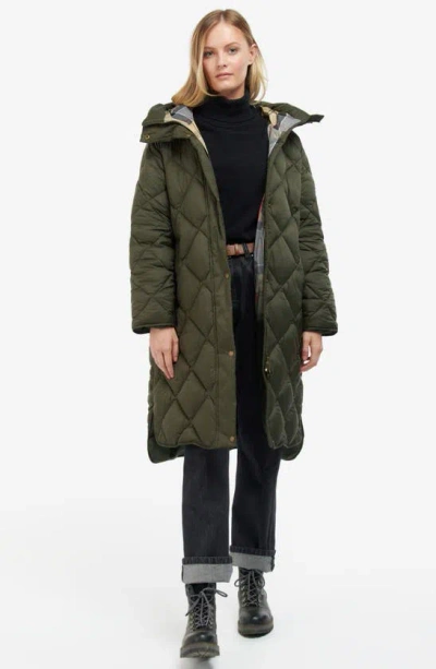 Shop Barbour Sandyford Quilted Coat In Sage/ Ancient
