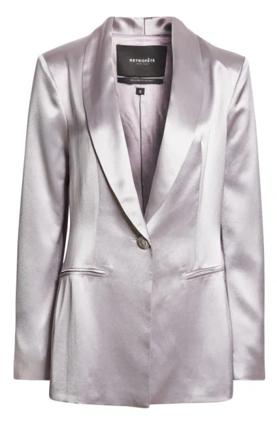 Shop Retroféte Iver Satin Blazer In Mink Grey