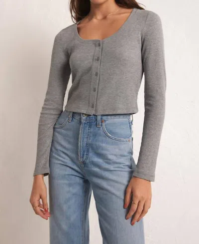 Shop Z Supply Ciana Cropped Waffle Top In Classic Heather Grey